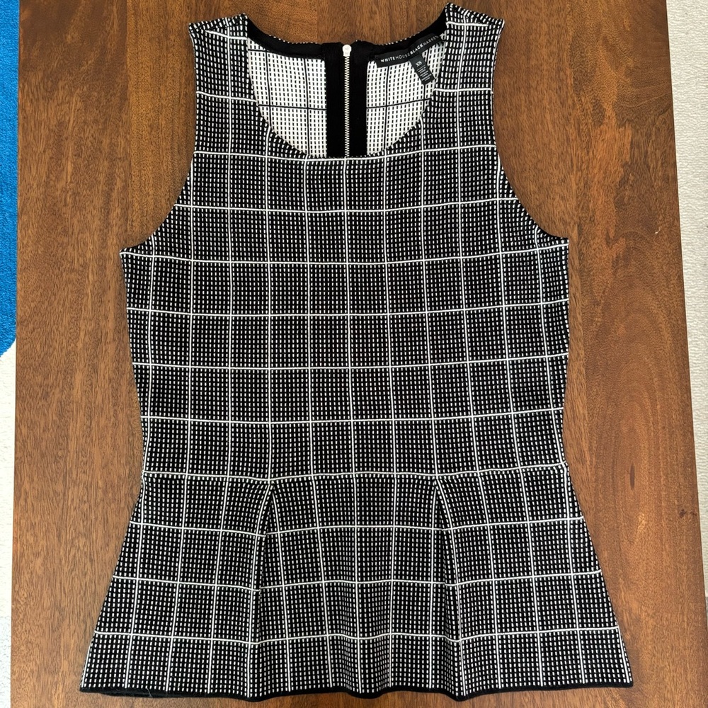 Black & White Windowpane Sweater Sleeveless Shell White House Black Market